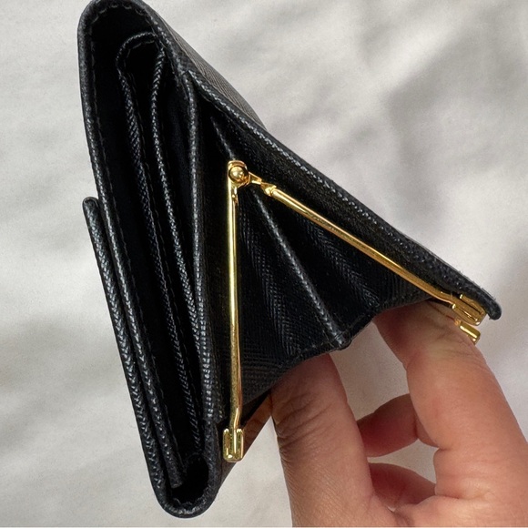 Prada Compact Saffiano Leather Wallet With Kisslock Pouch - Picture 9 of 11